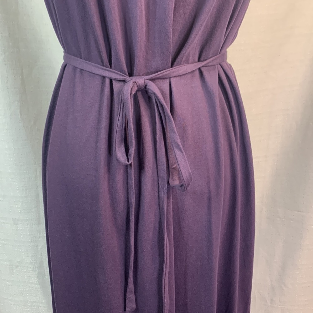 Eddie Bauer Plum V- Neck Midi Dress with Tie Waist- NWT - Picture 9 of 14